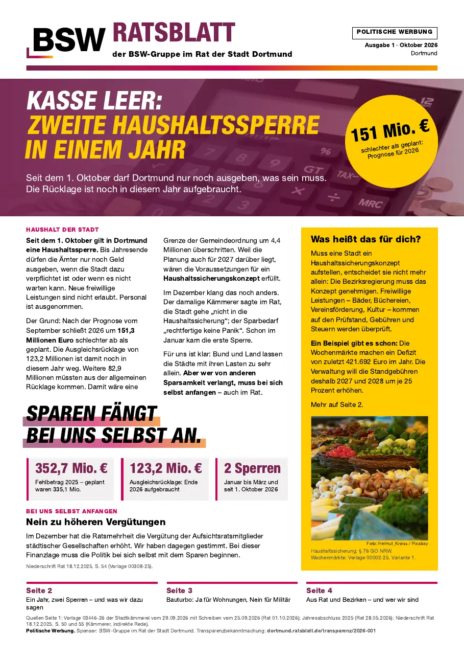 Titelseite Ratsblatt Dortmund