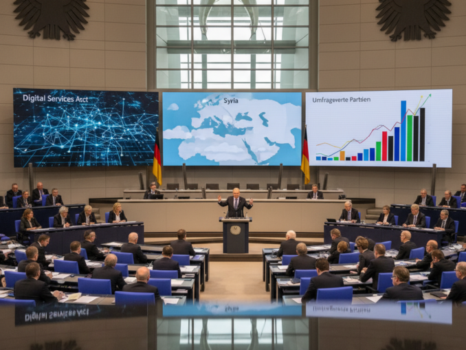 Bundestag debattiert Digital Services Act, Syrien und Umfragewerte der Parteien
