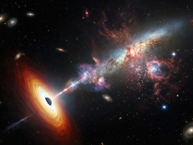 Schwarzes Loch erzeugt Sternenentstehung auf intergalaktischer Reise