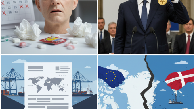 Krankentage-Debatte, Karlspreis für Draghi, Freihandelsabkommen und Grönland-Streit