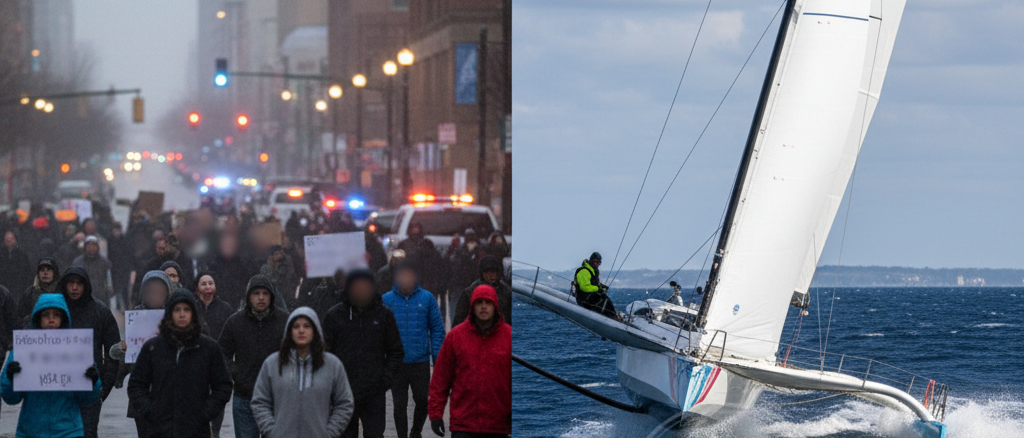 [Minneapolis: Proteste nach Schusswaffeneinsatz; Coville umsegelt Welt in Rekordzeit]