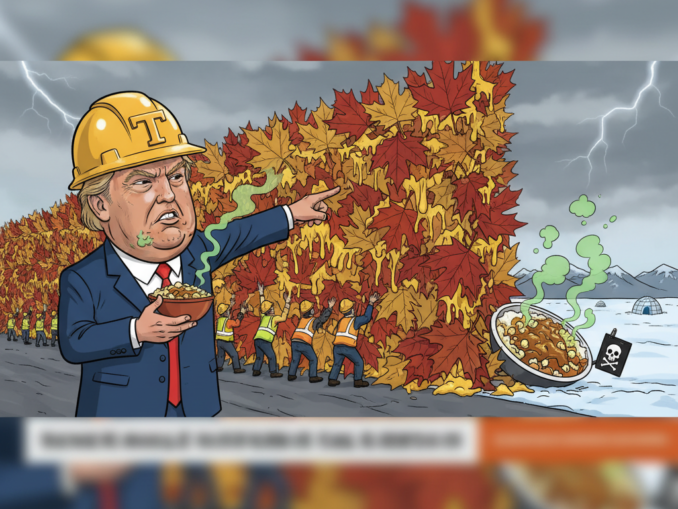 Satirischer Bericht: Trump plant Mauer zu Kanada aus Ahornblättern wegen Poutine-Vergiftung