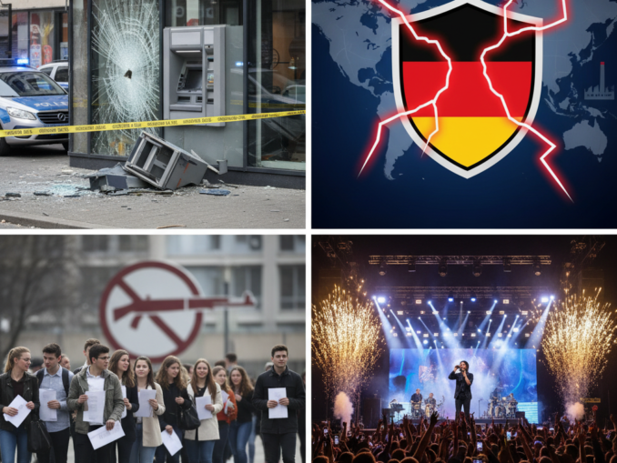 Sparkassen-Einbruch in Gelsenkirchen, Strafzölle gegen Deutschland, Zunahme von Wehrdienstverweigerung und Bruno Mars Konzert angekündigt